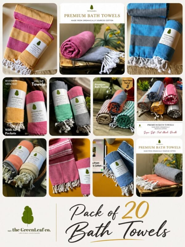 “Fantastic 20” – Jumbo Family Pack of 20 Organic Cotton Towels | Luxe, Soft & Everyday-Ready