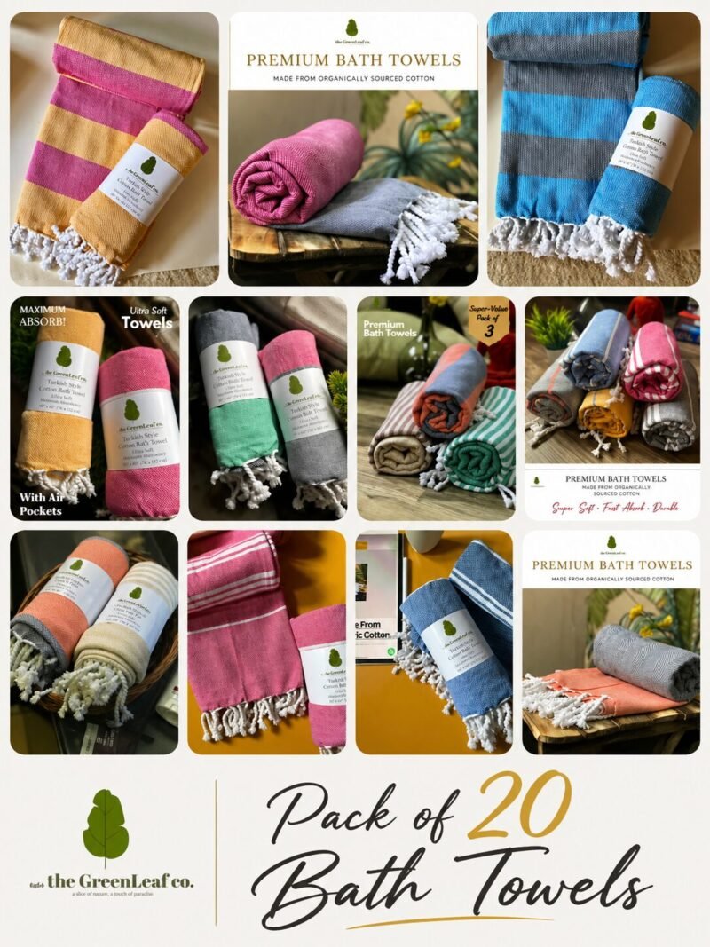 “Fantastic 20” – Jumbo Family Pack of 20 Organic Cotton Towels | Luxe, Soft & Everyday-Ready