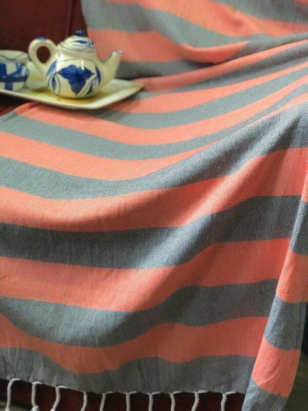 “WaterMelon Grey” – Luxe Stripe Towel | AIRDROP SoftTech™ | Handmade Elegance