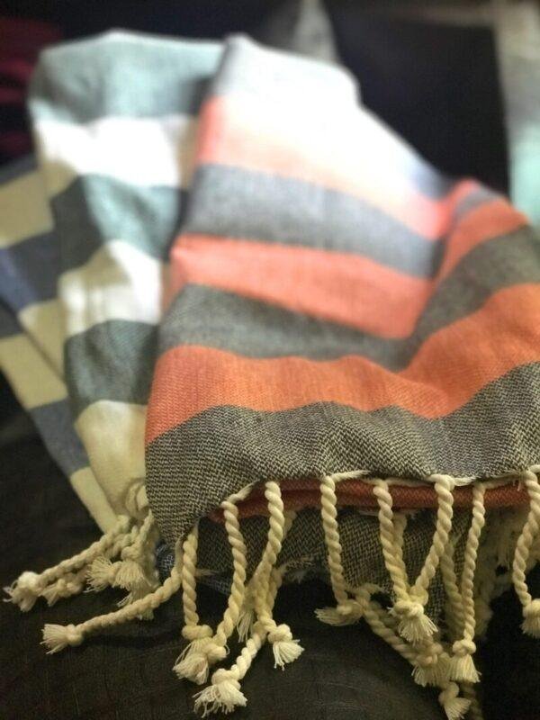 “WaterMelon Grey” – Luxe Stripe Towel | AIRDROP SoftTech™ | Handmade Elegance