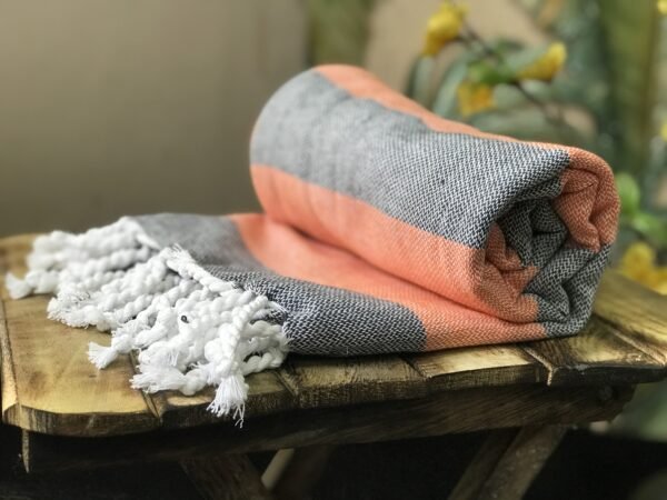 “WaterMelon Grey” – Luxe Stripe Towel | AIRDROP SoftTech™ | Handmade Elegance
