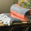 “WaterMelon Grey” – Luxe Stripe Towel | AIRDROP SoftTech™ | Handmade Elegance