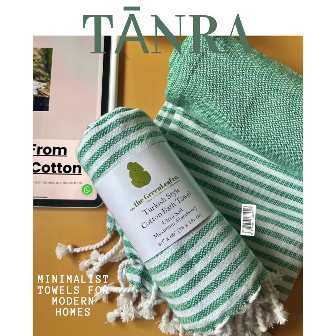 “Nature Green” – Luxe Stripe Towel | AIRDROP SoftTech™ | Handmade Elegance