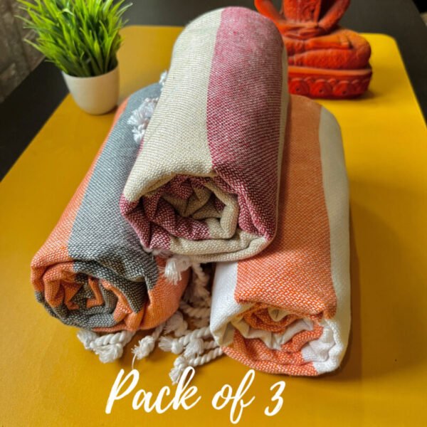 Premium Pack of 5 (15) Organic Cotton Bath Towels | Premium Turkish Towels || Super Saver Pack of 3 – ”Terrific Trio”