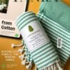 “Nature Green” – Luxe Stripe Towel | AIRDROP SoftTech™ | Handmade Elegance