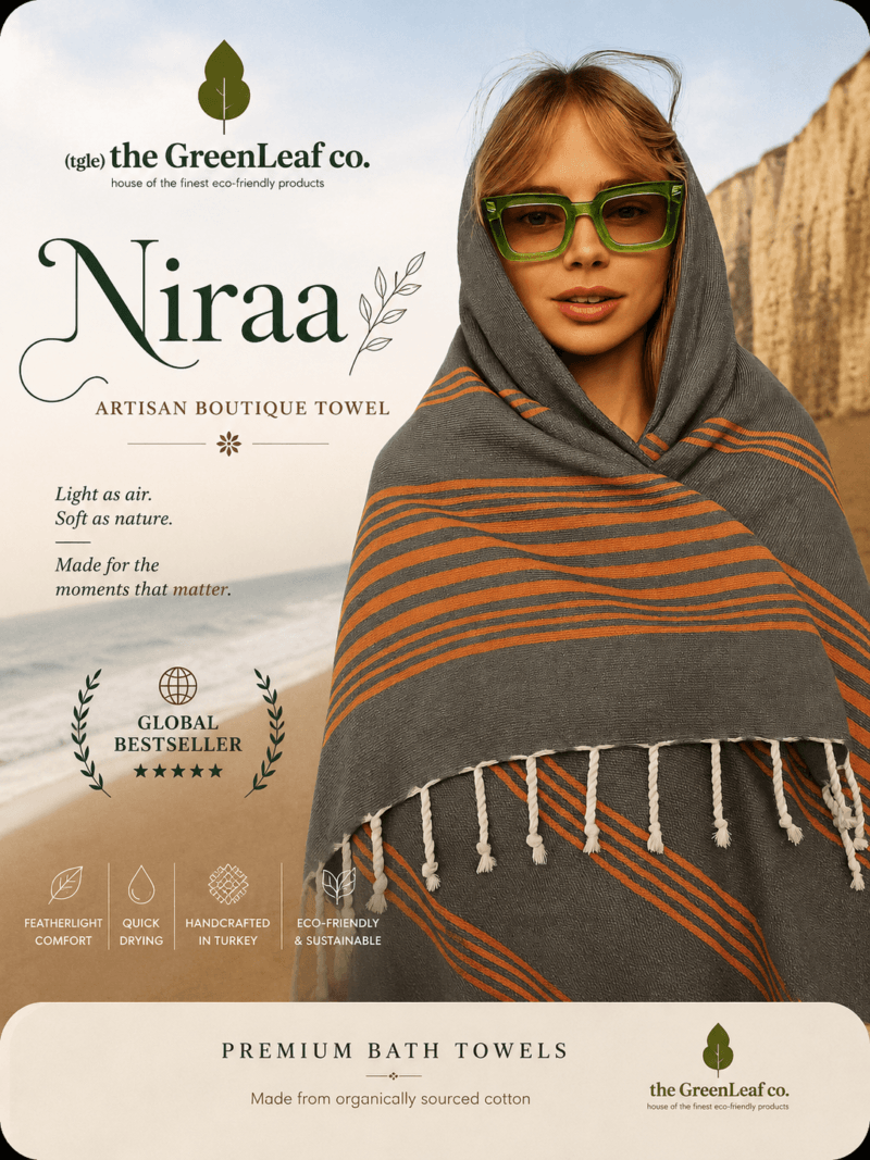 'Niraa' – Luxe Stripe Towel | AIRDROP SoftTech™ | Handmade Elegance