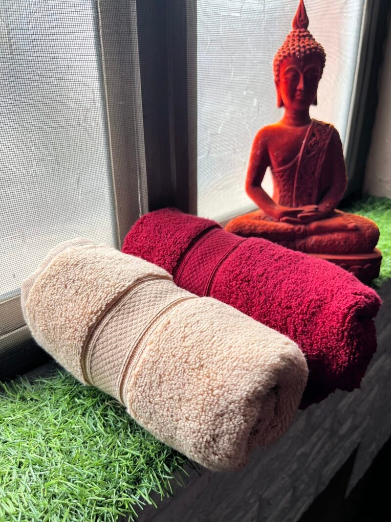 Ultra Premium | Ultra Soft | Egyptian Cotton Hand/Face Towels with zero twist | ''Red Impacts'' - Pack of 2