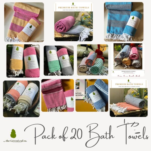 Jumbo Saver Super Family pack of 20 Organic Cotton Bath Towels – ' FANTASTIC 20 '