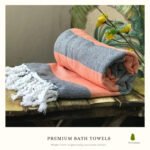 “WaterMelon Grey” – Luxe Stripe Towel | AIRDROP SoftTech™ | Handmade Elegance
