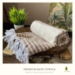 Elegant Beige – Essential Stripe Collection | AIRDROP™ Cotton Bath Towel