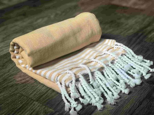 | Organic Cotton Bath Towels | with AIRDROP Technology -- Stripe Goodness – ‘Summer Daffodil’ - Image 2